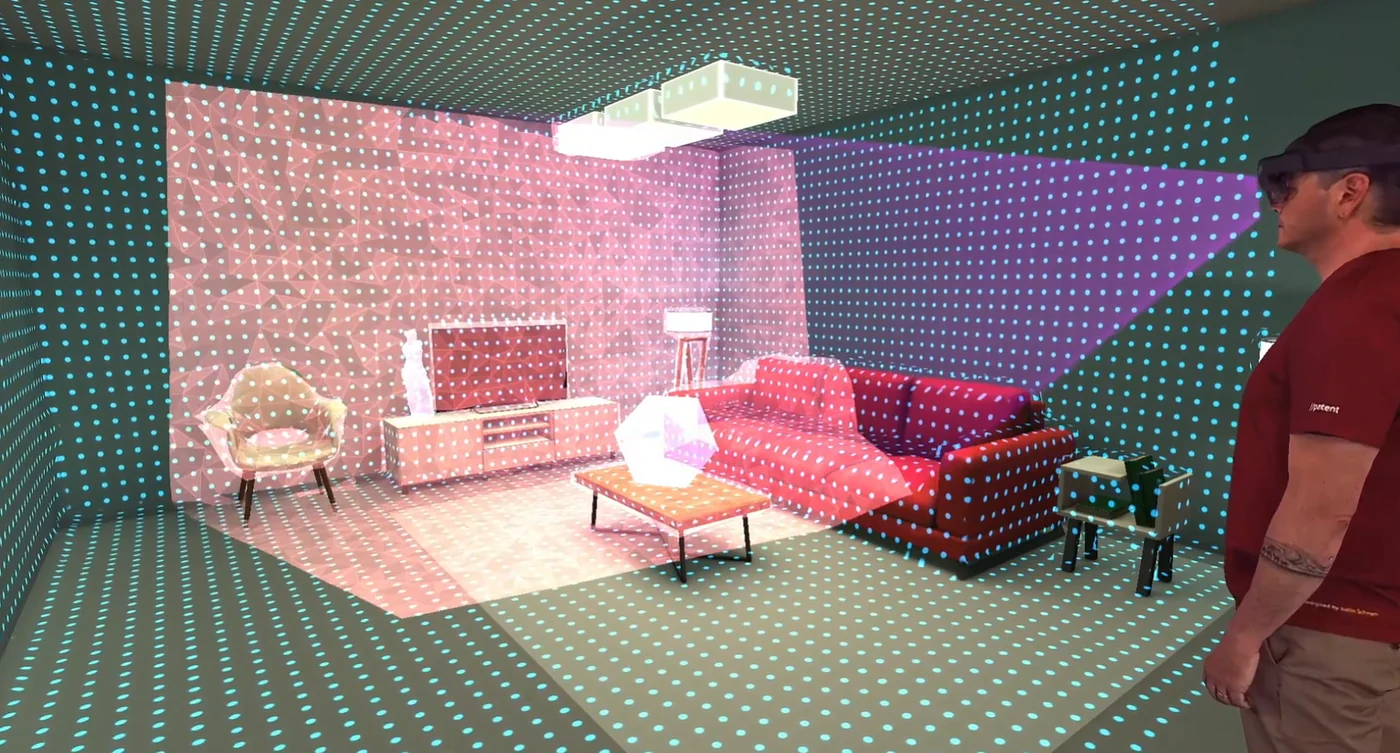 Hololens 2 scanning of the environment. Illustrative. Source: Microsoft